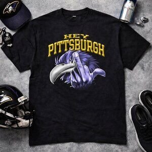 Baltimore Ravens "Hey Pittsburgh" Retro Rivalry Graphic Tee | NFL Football Shirt